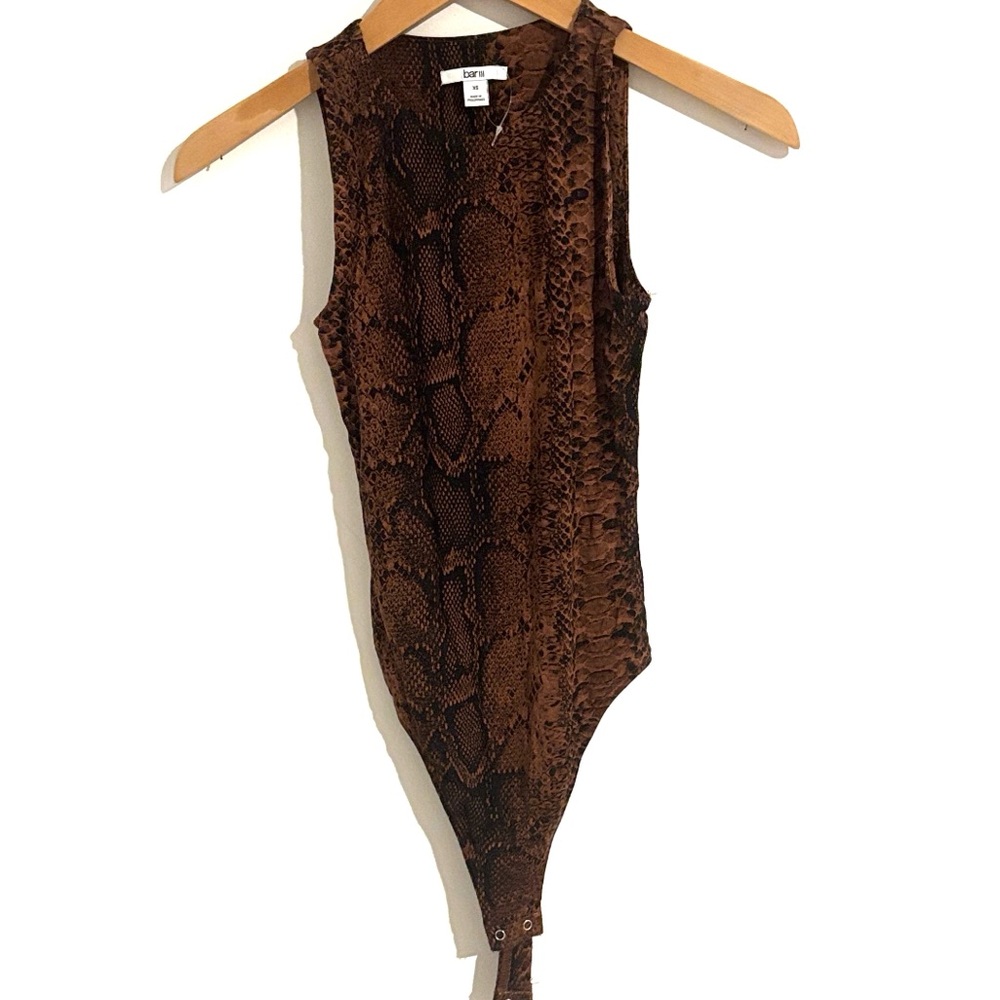 Bar III Size XS‎ Brown Snakeskin Women’s Bodysuit